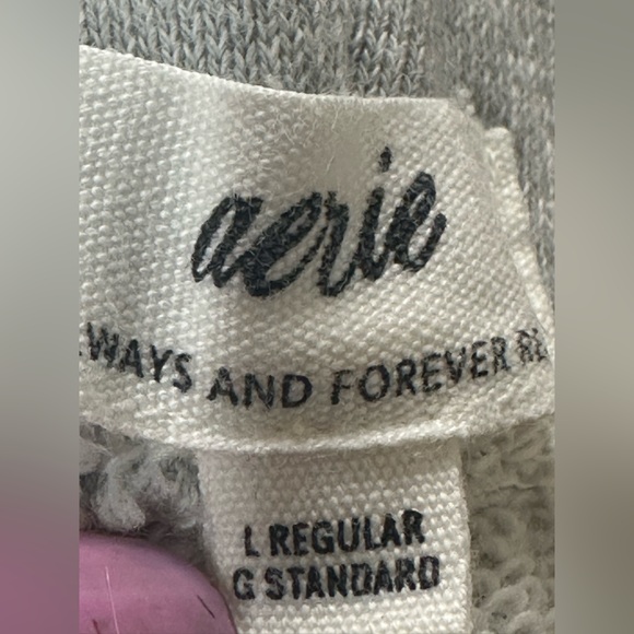 Aerie Women’s Pants L Wide Leg Sweatpants  Gray Soft Knit Stretch Waist - Picture 5 of 8